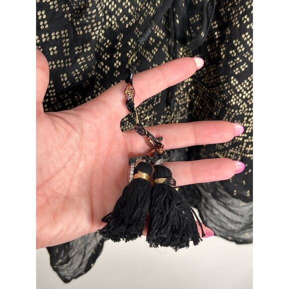 Mes Demoiselles Paris Sheer Tassel Byblos Blouse Cotton Black Size 36 (US 4) - Picture 9 of 12